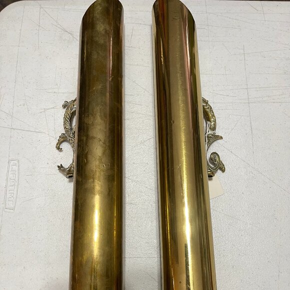 BRASS ARTILLERY SHELL CASING 19" CONVERTED TO BOOKEND/UMBRELLA STAND - Picture 3 of 6